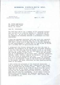 Carta dirigida a Arthur Rubinstein. Nueva York, 17-04-1975