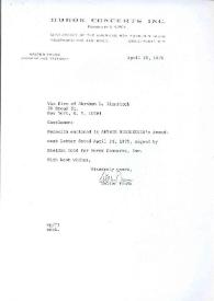 Carta dirigida a Abraham L. Bienstock. Nueva York, 28-04-1975