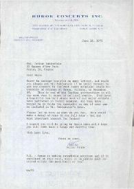Carta dirigida a Aniela Rubinstein. Nueva York, 12-06-1975