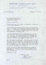 Carta dirigida a Arthur Rubinstein. Nueva York, 17-09-1975