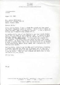 Carta dirigida a Aniela Rubinstein. Nueva York, 12-08-1982