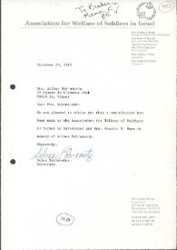 Carta dirigida a Aniela Rubinstein. Filadelfia (Pensilvania), 27-12-1982