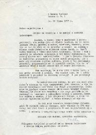 Carta dirigida a Aniela Rubinstein. Londres (Inglaterra), 26-07-1977