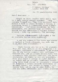 Carta dirigida a Aniela Rubinstein. Londres (Inglaterra), 14-10-1991