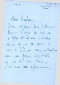Carta dirigida a Aniela Rubinstein. Lausana (Suiza), 02-04-1975