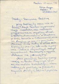 Carta dirigida a Aniela y Arthur Rubinstein. Cracovia (Polonia), 10-03-1963
