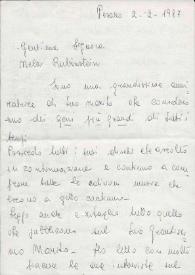 Carta dirigida a Aniela Rubinstein. Pesaro (Italia), 02-02-1987
