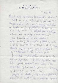Carta dirigida a Aniela Rubinstein. Lake Placid (Nueva York), 03-08-1984