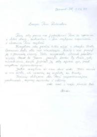 Carta dirigida a Aniela Rubinstein. Clermont-Ferrand (Francia), 01-03-1990