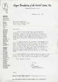 Carta dirigida a Aniela Rubinstein. Miami Beach (Florida), 24-02-1987