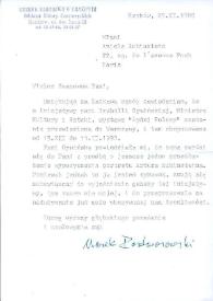 Carta dirigida a Aniela Rubinstein. Cracovia (Polonia), 25-11-1989