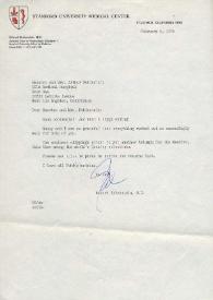 Carta dirigida a Aniela y Arthur Rubinstein. Stanford (California), 05-02-1975