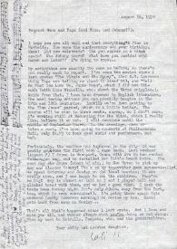 Carta dirigida a Aniela y Arthur Rubinstein. Nueva York, 14-08-1970