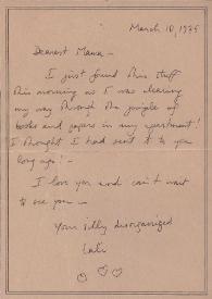 Carta dirigida a Aniela Rubinstein. Nueva York, 10-03-1975