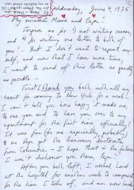 Carta dirigida a Aniela y Arthur Rubinstein. Nueva York, 04-06-1975