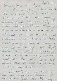 Carta dirigida a Aniela y Arthur Rubinstein. Nueva York (Estados Unidos), 12-04-1956