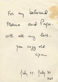 Carta dirigida a Aniela y Arthur Rubinstein. New Haven, Connecticut (Estados Unidos), 27, 28, 29, 30-07-1968