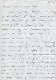 Carta dirigida a Aniela y Arthur Rubinstein. Nueva York (Estados Unidos), 31-07-1975