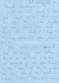Carta dirigida a Aniela Rubinstein. Nueva York (Estados Unidos), 19-01-1982