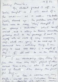 Carta dirigida a Aniela Rubinstein. Lodz (Polonia), 14-03-1986