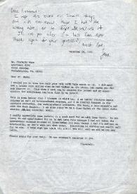 Carta dirigida a Aniela Rubinstein. New Haven, Connecticut (Estados Unidos), 24-12-1985