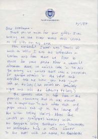 Carta dirigida a Aniela Rubinstein. New Haven, Connecticut (Estados Unidos), 01-02-1987