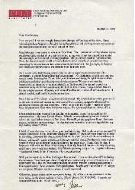 Carta dirigida a Aniela Rubinstein. Los Angeles, California (Estados Unidos), 31-10-1993