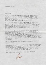 Carta dirigida a Aniela Rubinstein. Nueva York (Estados Unidos), 07-12-1975