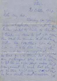 Carta a Kathryn Cardwell. París (Francia), 21-10-1957