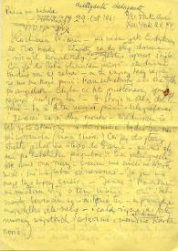 Carta a Janina Raue. Nueva York (Estados Unidos), 29-10-1961