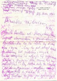 Carta a Janina Raue. Nueva York (Estados Unidos), 29-11-1961