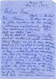 Carta a Janina Raue. Biarritz (Francia), 31-08-1962
