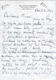 Carta a Janina Raue. Nueva York (Estados Unidos), 24-11-1962