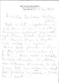 Carta a Janina Raue. Nueva York (Estados Unidos), 07-01-1963