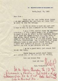 Carta a Kathryn Cardwell. París (Francia), 14-09-1964