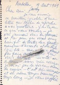 Carta dirigida a Bernard Gavoty. Marbella, Málaga (España), 19-08-1969