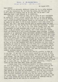Carta dirigida a Aniela Rubinstein. Nueva York (Estados Unidos), 24-08-1975