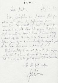 Carta a Martin Bookspan, Rubinstein Tribute Committee, 30-07-1982