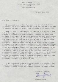 Carta dirigida a Aniela Rubinstein. Loro Ciuffenna (Italia), 18-11-1988