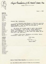 Carta dirigida a Aniela Rubinstein. Miami, Florida (Estados Unidos), 01-06-1987