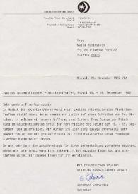 Carta dirigida a Aniela Rubinstein. Boswil (Alemania), 25-11-1987