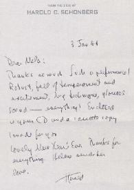 Carta dirigida a Aniela Rubinstein, 03-01-1989