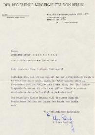 Carta dirigida a Arthur Rubinstein. Berlín (Alemania), 11-06-1968