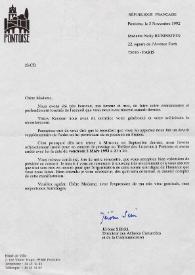 Carta dirigida a Aniela Rubinstein. Pontoise (Francia), 03-11-1992