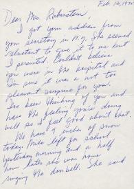 Carta dirigida a Aniela Rubinstein, 12-02-1975