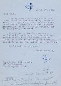 Carta dirigida a Aniela Rubinstein, 29-03-1962