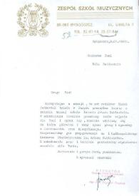 Carta dirigida a Aniela Rubinstein. Bydgoszcz (Polonia), 09-01-1992