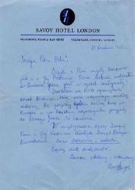 Carta dirigida a Aniela Rubinstein. Londres (Inglaterra), 15-12-1962