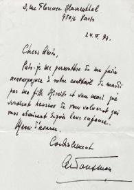 Carta dirigida a Aniela y Arthur Rubinstein. París (Francia), 24-06-1973
