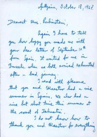 Carta dirigida a Aniela Rubinstein. Ljubljana (Eslovenia), 18-10-1967